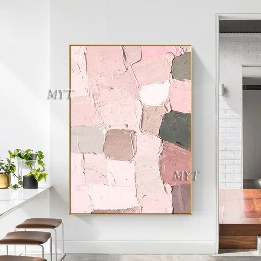 

Abstract Knife Pictures Home Decor Pink Thick Acrylic Wall Hand-painted Oil Painting On Canvas Handmade Art And Craft Unframed