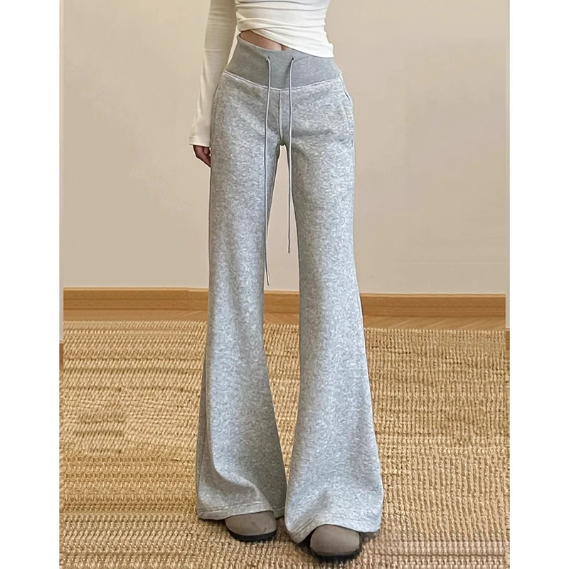Klassische Neue Dame Hohe Taille Ausgestelltes Hosen Mädchen Koreanische Dünne Gerade Bein Jogginghose Frauen Slim Fit Feste Freizeit Hosen