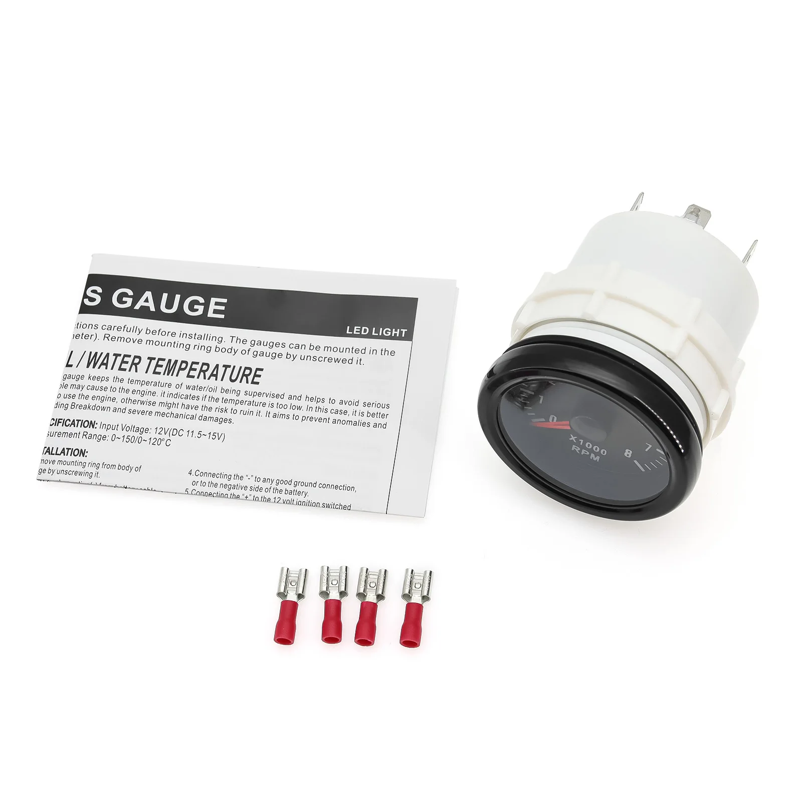 52mm Tachometer Weiß LED Licht Zeiger 0-8000 RPM Tacho Gauge Meter Für 1-8 Zylinder motor 12V Auto Auto Zubehör – Detail 8