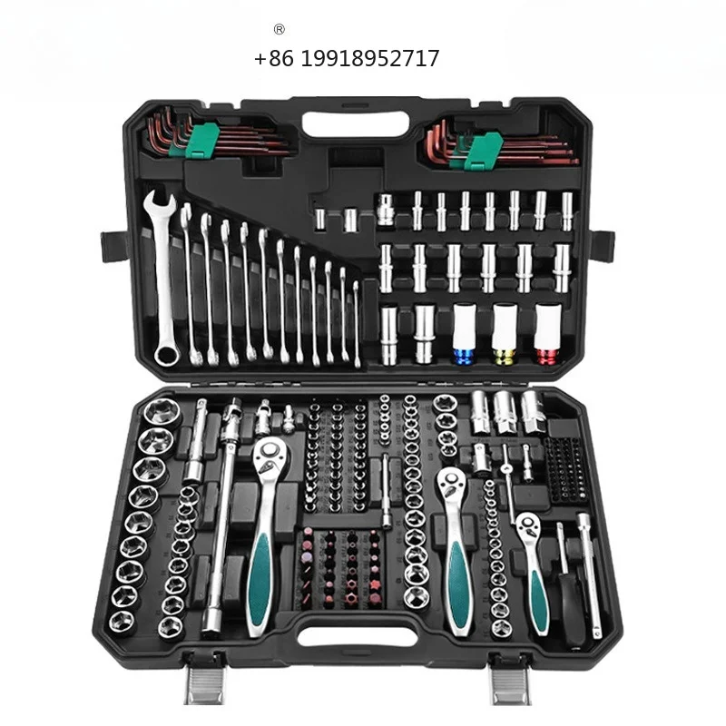 222 Pcs 72 Tooth Matte Finish Automotive Repair Tool Set Auto Maintenance Socket Wrench Combination Manual Tools Kit