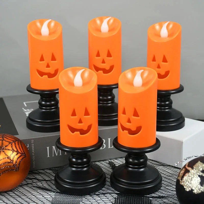 

Halloween Candle Light LED Pumpkin Candlestick Lamp for Home Halloween Carnival Party Decoration Haunted House Horror Props 2023