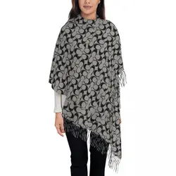 Geometric Graffiti Scarf Ladies Fashion Headwear Scarves with Tassel Autumn Casual Shawl Wraps Keep Warm Designer Bandana