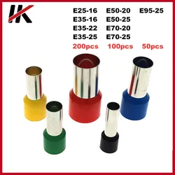 Terminator 100pcs/Pack E0508 E7508 E1008 E1508 E2508 Insulated Ferrules Cable Terminals Electrical Block Cord End Wire Connecto
