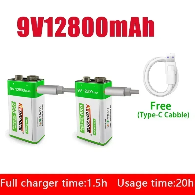 NEW NEW 9V 12800mAh li-ion Rechargeable battery Micro USB Batteries 9 v lithium for Multimeter Microphone Toy Remote Control KTV