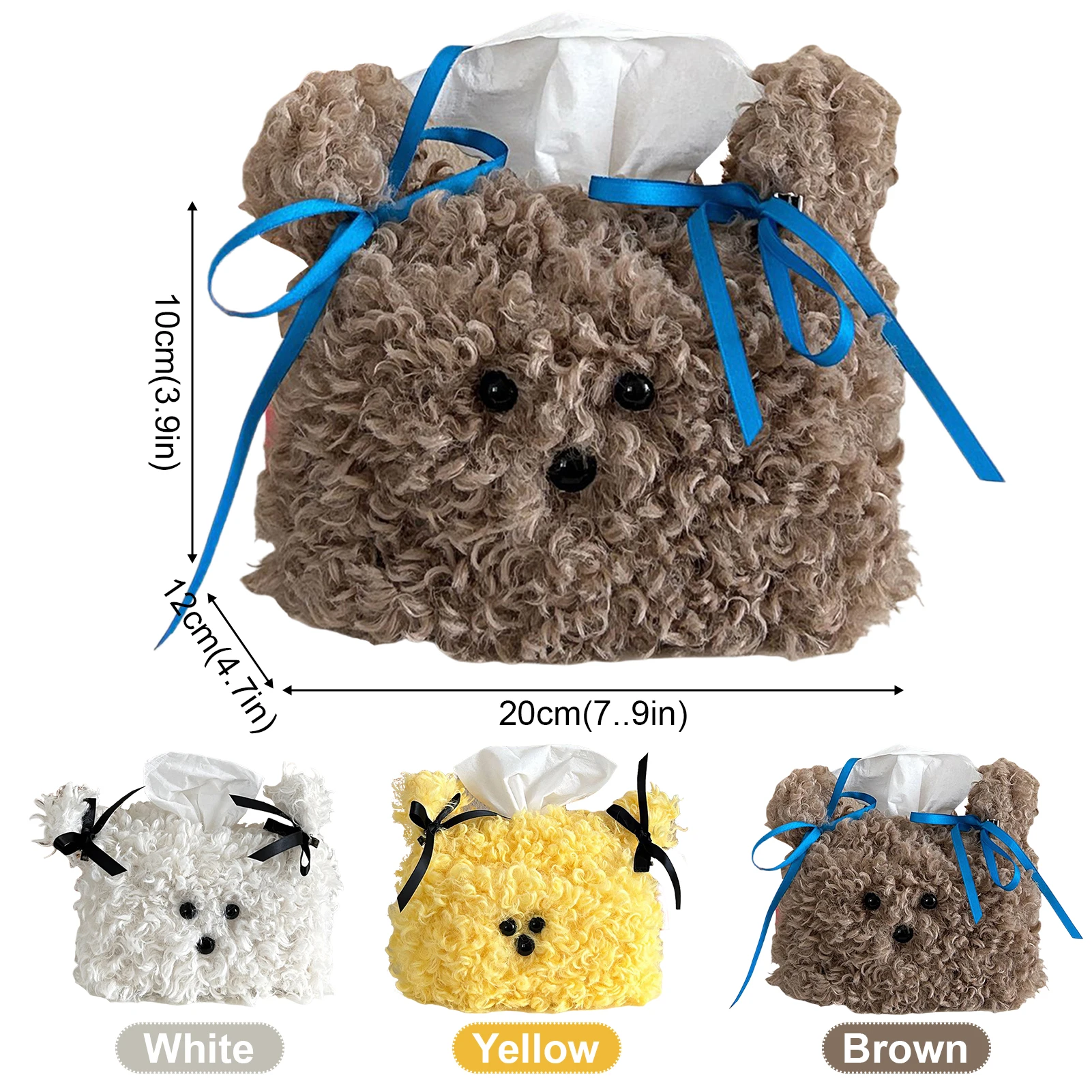 Cute Plush Puppy Tissue Box Car Home Kawaii Plush Tissue Boxes Removable Tissue Storage Container Desktop Paper Organizer New