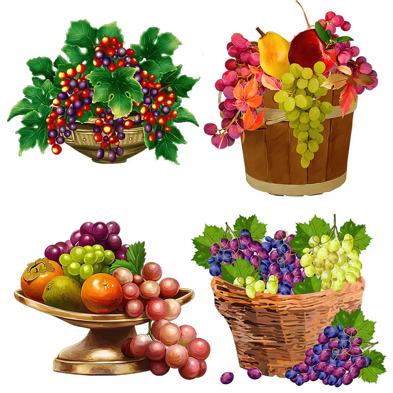 Three Ratels CO68 Attractive Grape Colored Fruit Decal Pastoral Style Home Decorative Decals
