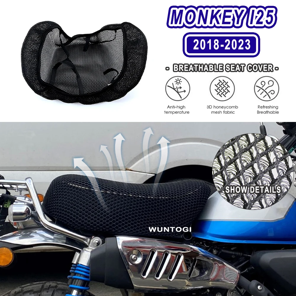 For Honda Monkey 125 Monkey125 Seat Cover 2018-2023 New Motorcycle Seat Cover Heat 3D Breathable Protect Insulation Cushion