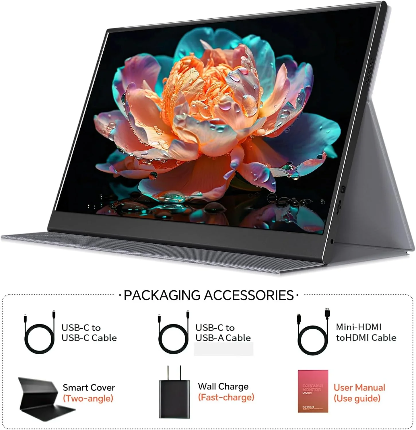 2026 New 15.6-Inch IPS 1080P FHD Portable Gaming Monitor HDR Built-in Speakers USB-C Compatible With Laptops PS4 Switch