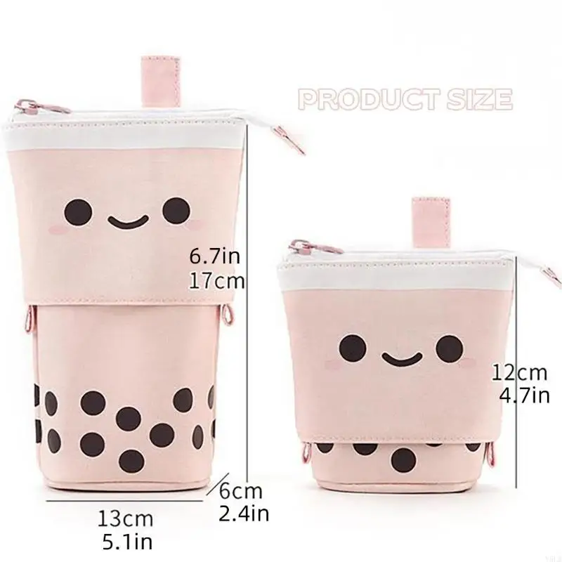 

Y5LB Cartoon Pencil Case Telescoping Pen Bag Zippered Pen Pouches Pencil Case Standing up Pen Organizers Holder for Student