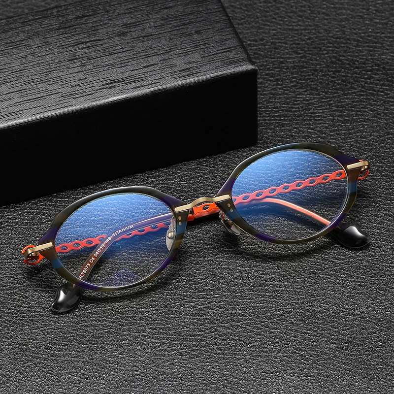 Fashion Designer Optical Glasses Women New Sweet Style Elliptical Eyeglass Frame High Quality Titanium Acetate Myopia Eyeglasses