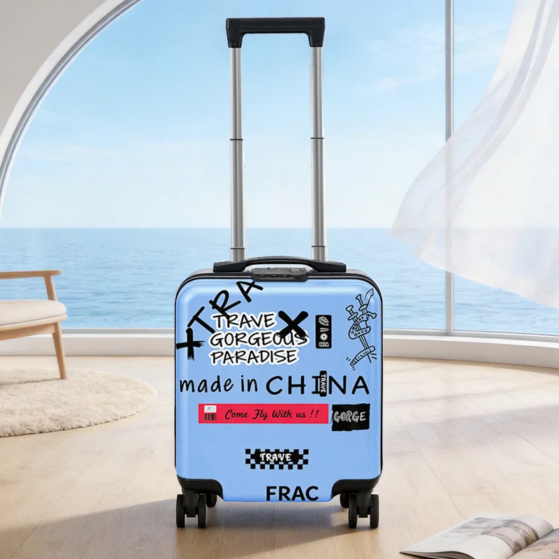 lightweight-portable-cartoon-luggage-14-inch-boarding-box-thickened-travel-suitcase-children's-pull-bar-box-durable-abs-pc-ma
