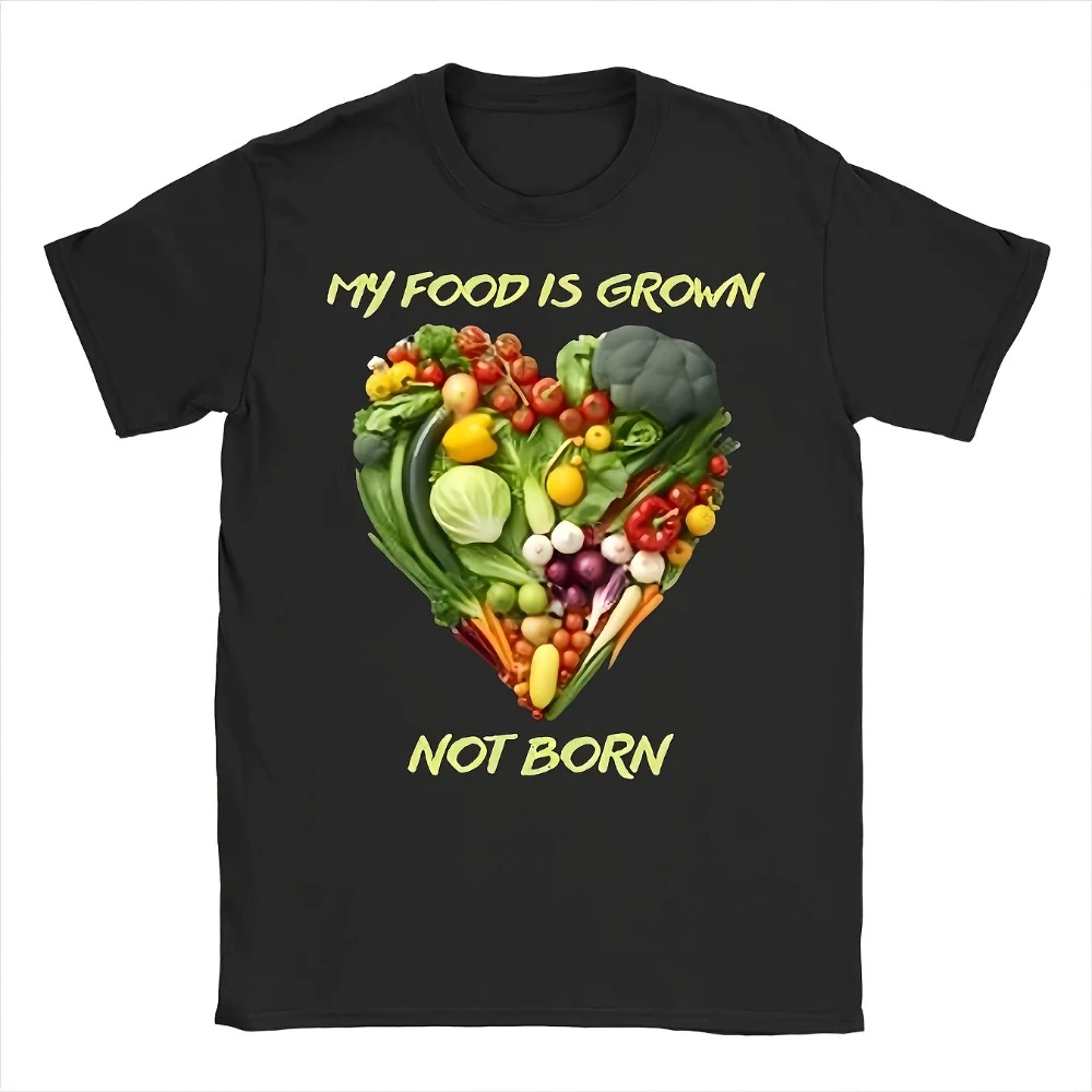 Vegan My Food Is Grown Not Born Veggie Vegetarian Company Casual Hip Hop T-Shirt Male Tops Tees Hip Hop Tees