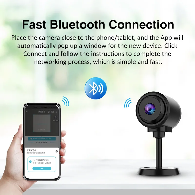 WiFi Security Camera 1080P Mini Smart HD Night Vision IP Webcam Home Motion Detection Alerts Bluetooth Network Surveillance Cam