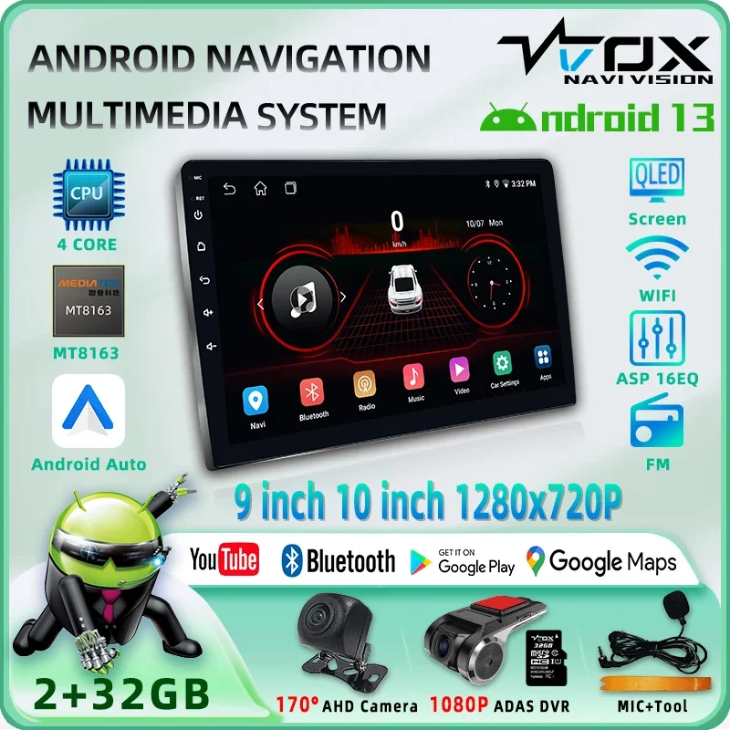 

VVOX Универсальная Android-автоматическая GPS-навигационная система с FM-радио 4-ядерный QLED Bluetooth WiFi IPS-экран Мультимедийное видео Pl
