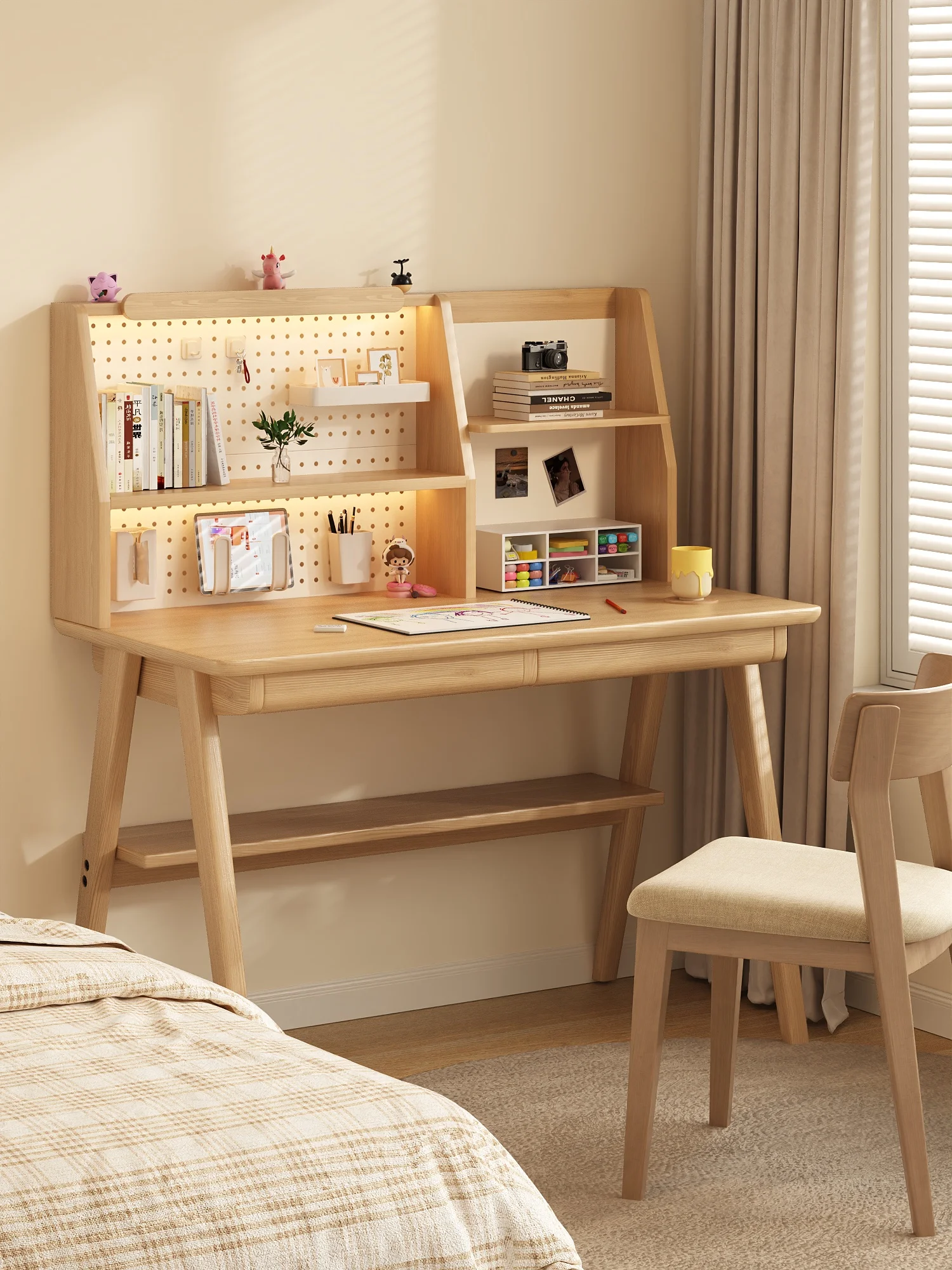 Desktop Hole Board Shelf Countertop Table Children's Learning to Write Vertical Multi-layer Bookshelf Book Storage Shelf