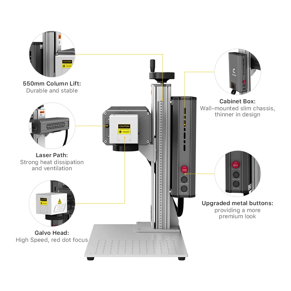 Cloudray 30W Co2 Marking Machine RF Metal Laser Tube with D69/D80 Rotary 110*110 210*210mm for Marking on Non-metallic Materials