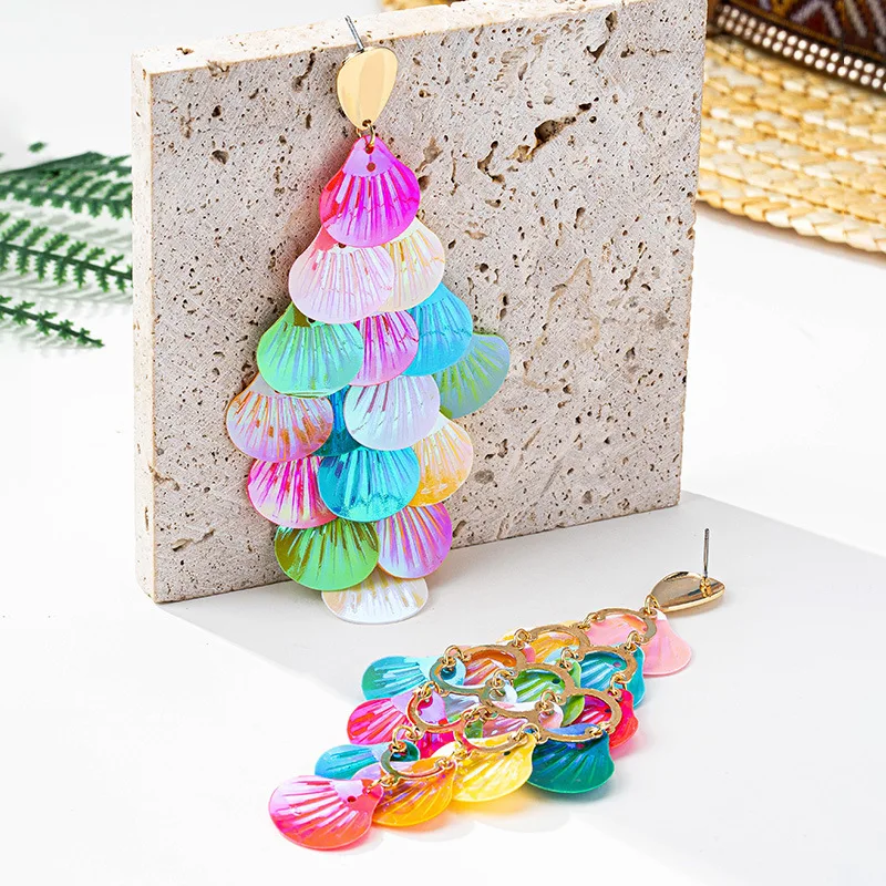 الملونة شرابة قذيفة الدمعة قرط الاذن المرصع النساء الفتيات هدايا مجوهرات الأزياء اكسسوارات رائجة البيع هدية حفلة 2025 نمط جديد #3