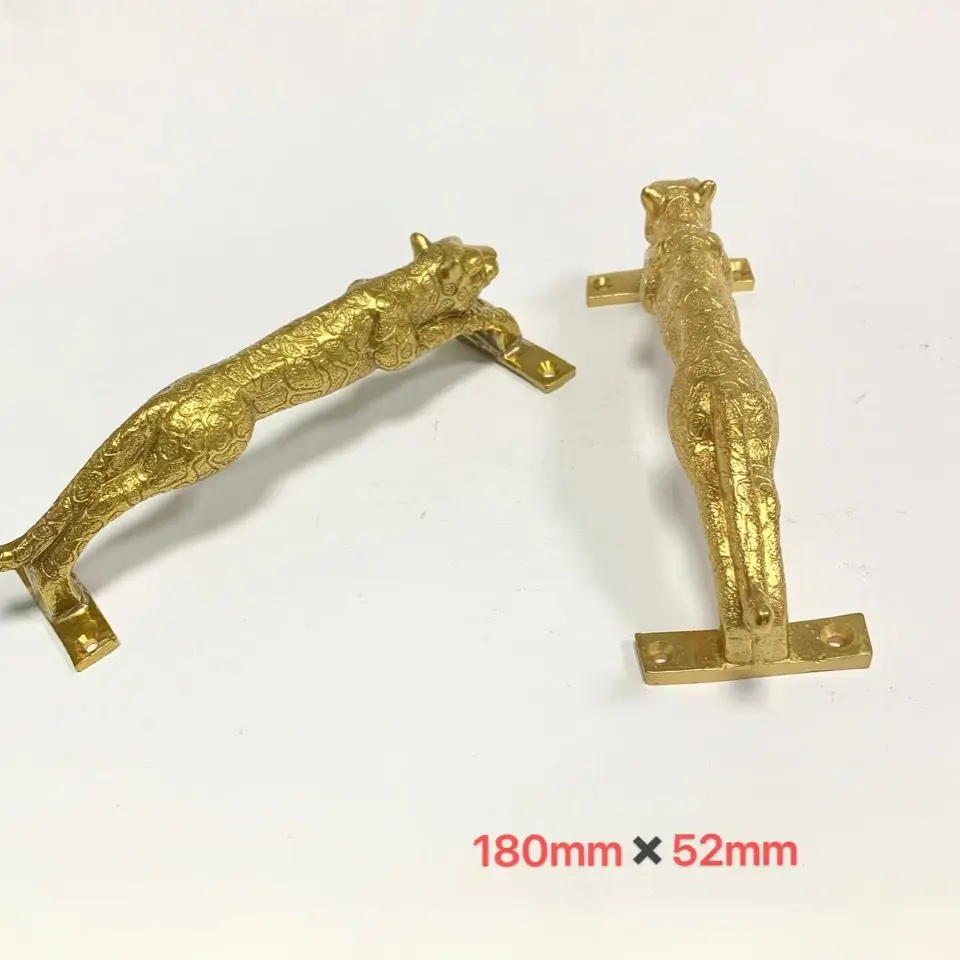 Indian Handmade Brass Jaguar Pull Handle Modern Light Luxury Surface Mount Hardware Cabinet Drawer Living Room Decor