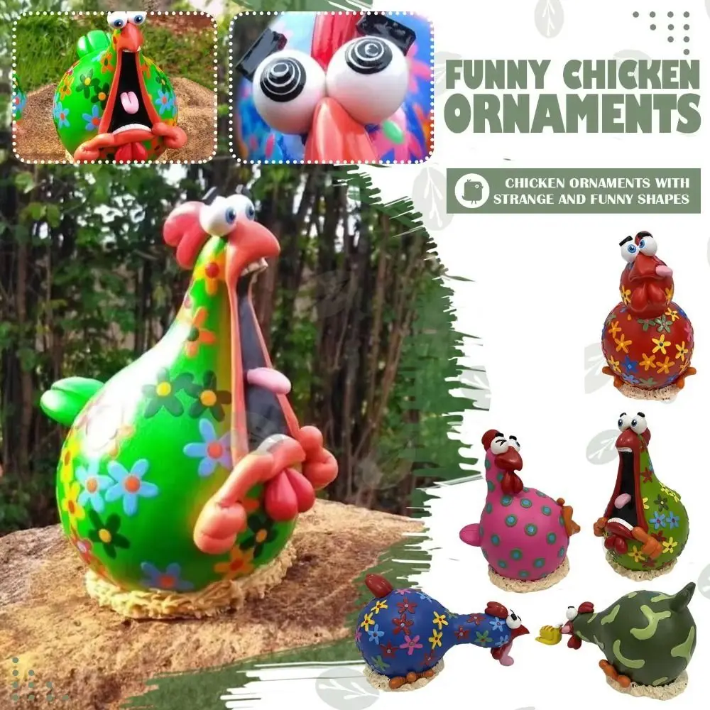 

Resin Chicken Ornament Decoration Long Neck Funny Chicken Figurine Not EasyTo Fade Colorful Garden Expression Chicken Statues