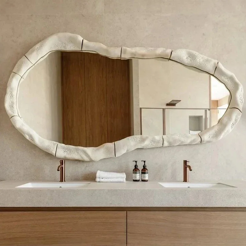 Espelho de luxo lavatório banheiro espelho parede pendurado irregular vanitymirror arte criativa espelho decorativo casa nordic