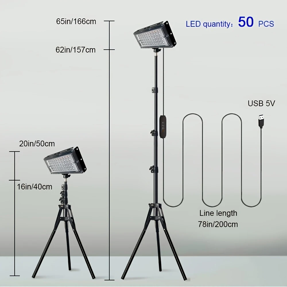 Obrázek 4: Stativ stánek LED fotka lampa práce lehký, USB LED floodlight nastavitelný 3čepel lehký barvivo, halové, dílna autodílna, nastavitelný výškou
