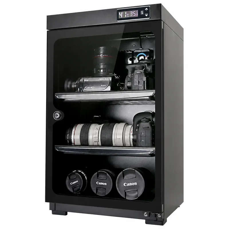 Huitong 60L Camera Drying Box Electronic Moisture Proof Cabinet for SLR Lens Stamp Tea Microphone Dehumidifier Storage Case