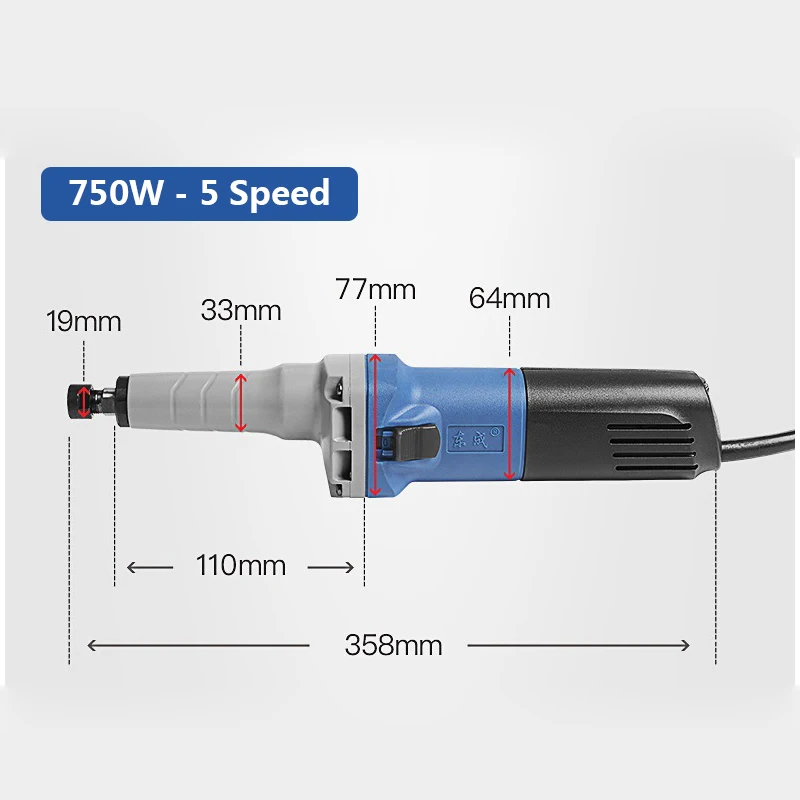 Mini perceuse électrique pour outils éloignés, meuleuse électrique, surface métallique, meulage, polissage, outil électrique, 5 vitesses, 750W, 220V