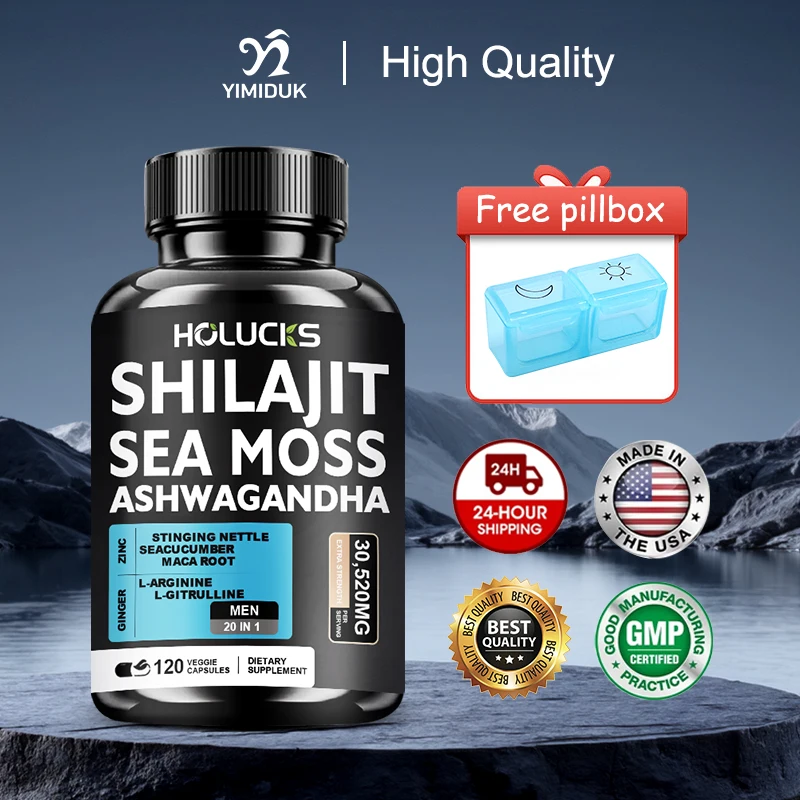 

Natural Shilajit & Sea Moss Capsules, with L-Arginine, Support Hormone Balance, Libido & Overall Well-being, GMP Certified