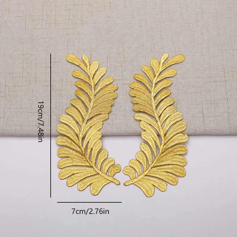 1PC Flower Patches Gold Silver Iron-On Embroidered Honeysuckle Fabric Appliques For DIY Vintage Dress Bags Costumes Trims