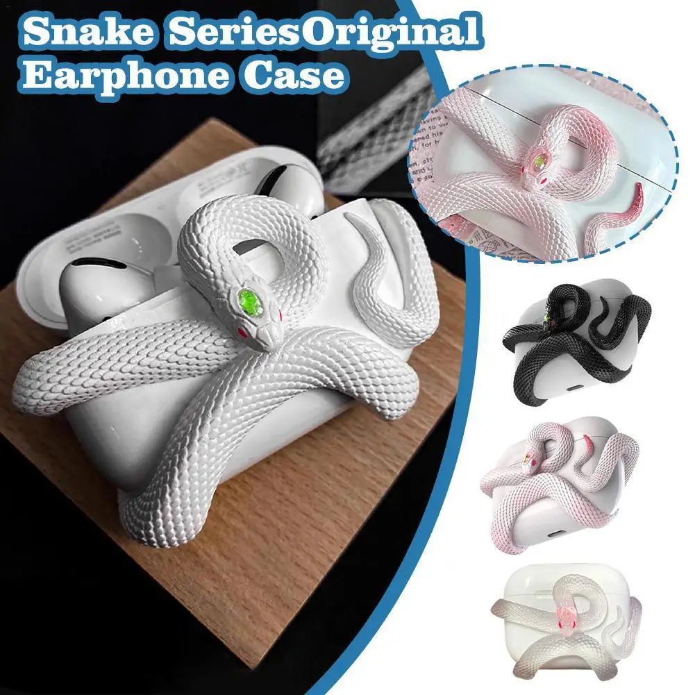 Snake-shaped Personalized Earphone Protective Case For AirPods Pro Anti-drop Hollow Design Resin Earphone Case