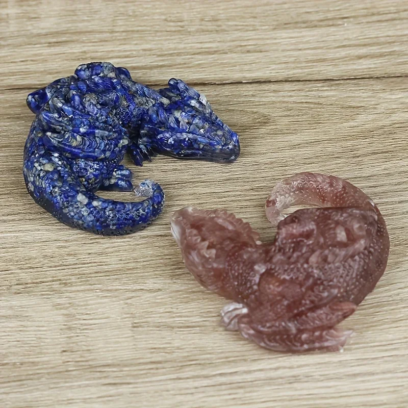 Natural Crystal Shattered Resin Dragon Shape Home Decor Table Office Ornaments Craftwork Holiday Gifts Loose Gemstones