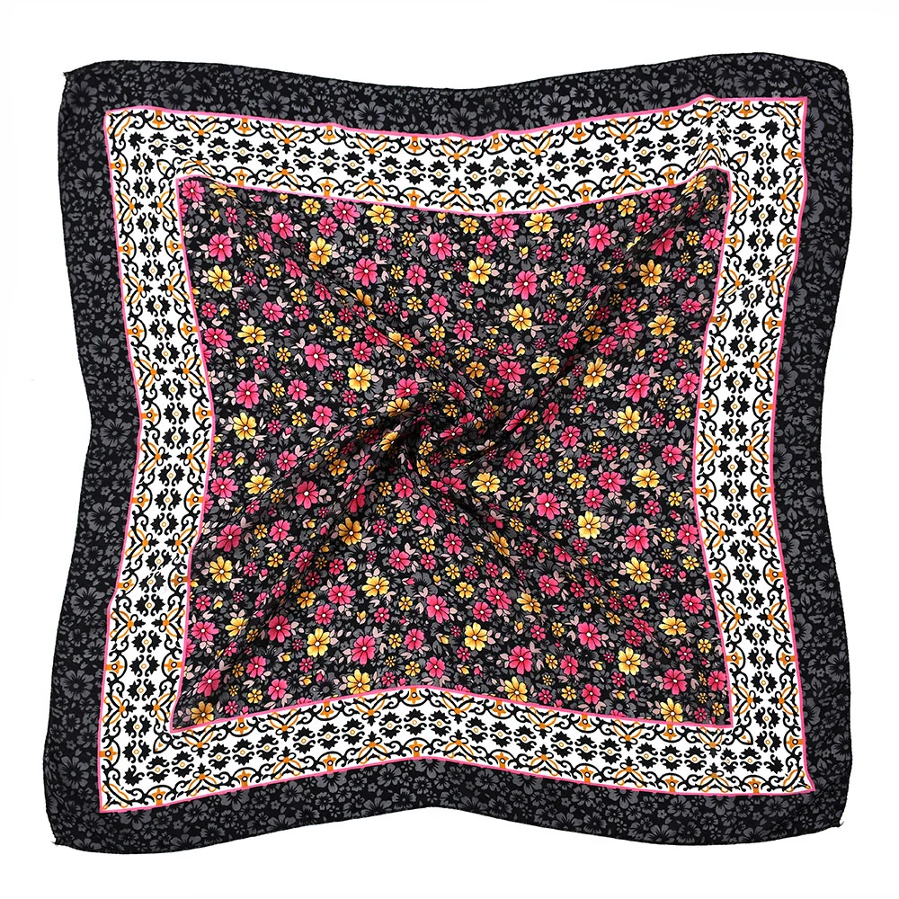 Foulard de sauna de style pastChevpour femmes, imprimé floral de luxe, bandana carré, mouchoir ethnique, châle de tête, 85x85cm