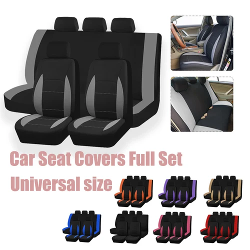 Fundas de poliéster para asientos de coche, juego completo de fundas de asiento de tamaño Universal, aptas para la mayoría de los coches, SUV, camiones, furgonetas, accesorios interiores para coche