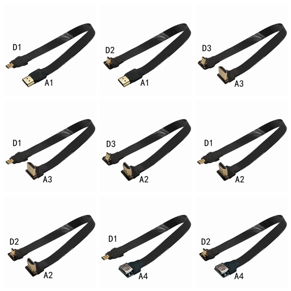 protective case Ribbon FPV HDMI-Compatible Connector Flexible Flat Cable Raspberry Pi 4 Micro HDMI To HDMI/  90 Degree FFC 20pin