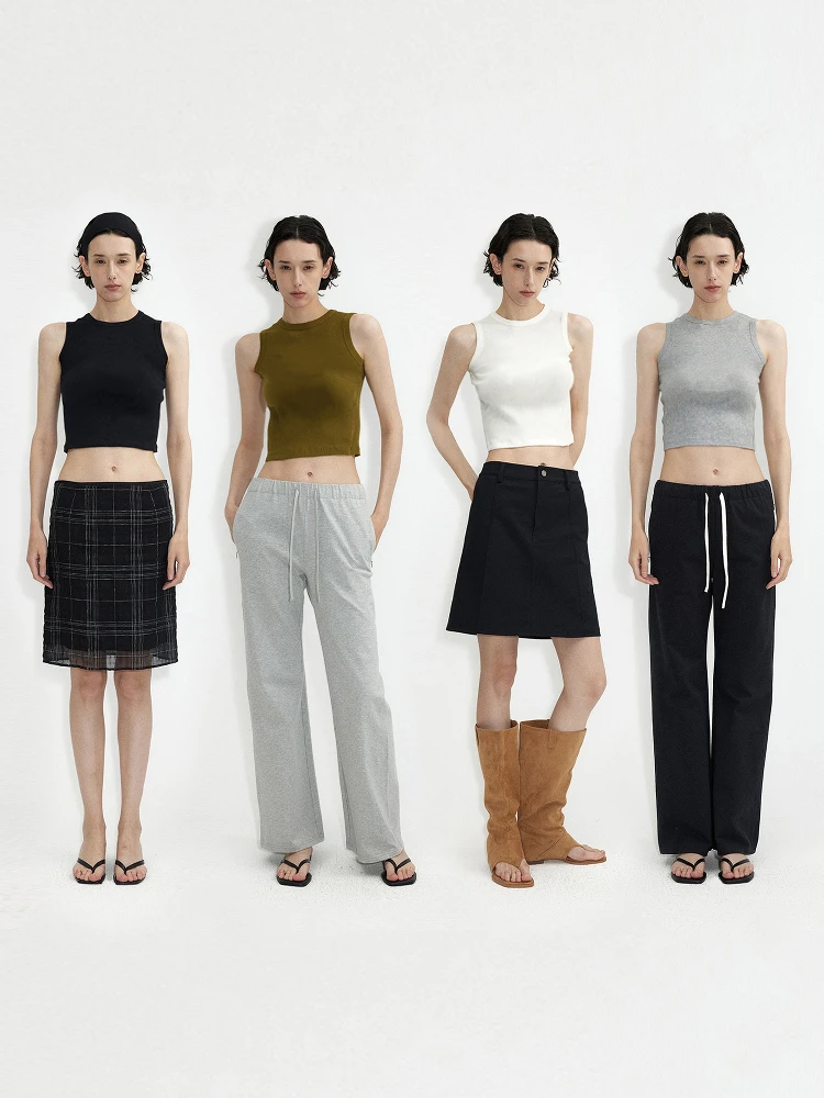 

Летний однотонный топ Cleanfit с круглым вырезом в стиле 90-х из шерсти, шелка и хлопка, универсальный, приталенный, для повседневной носки, 30R