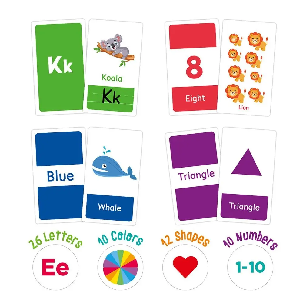 Creative Cartoon Early Education Flashcards First Words Color Shape Learning Cards Number Multicolor Recognition Card Toys