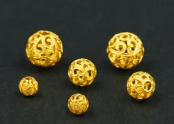 18k gold beads loose beads karat gold balls diy bracelet au750 jewelry accessories 3mm-8mm