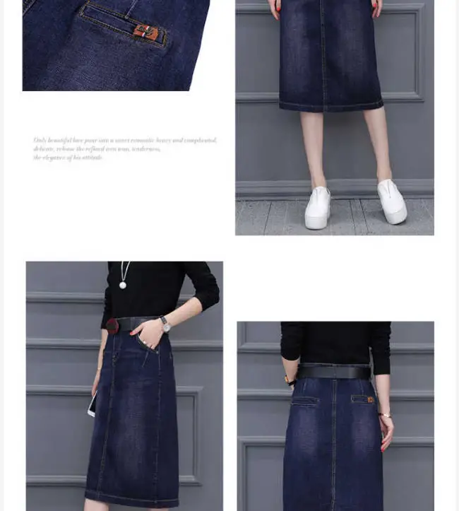 Cowboy Midi Skirt Mid Length 2026 New Spring Summer Denim Wrapped Hip High Waist Split A-Line Skirt Women's Casual Clothes