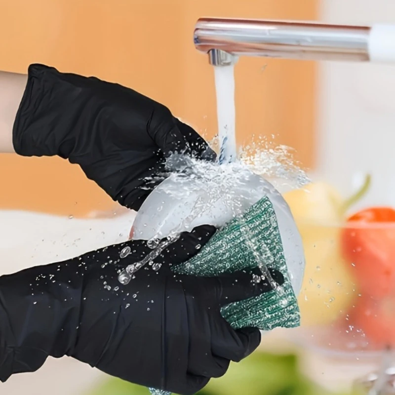 قفازات يمكن التخلص منها التعبئة والتغليف قفازات النتريل السوداء أدوات المطبخ المنزلية الطبخ غسيل السيارات قفازات العمل التنظيف المنزلية جديد