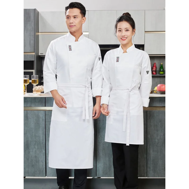 Autumn High-End Professional Kitchen Cook Clothes Long Short Sleeve Breathable Catering Chinese Style Back Chef Overalls Men's W