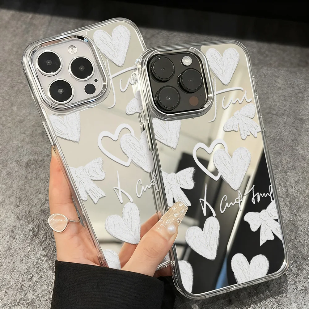 Luxus Make-Up Spiegel Telefon Fall Für iPhone 17 Pro Max 16 13 11 15 14 12 Air 16promax 17promax 15promax Liebe Herz Funda Abdeckung