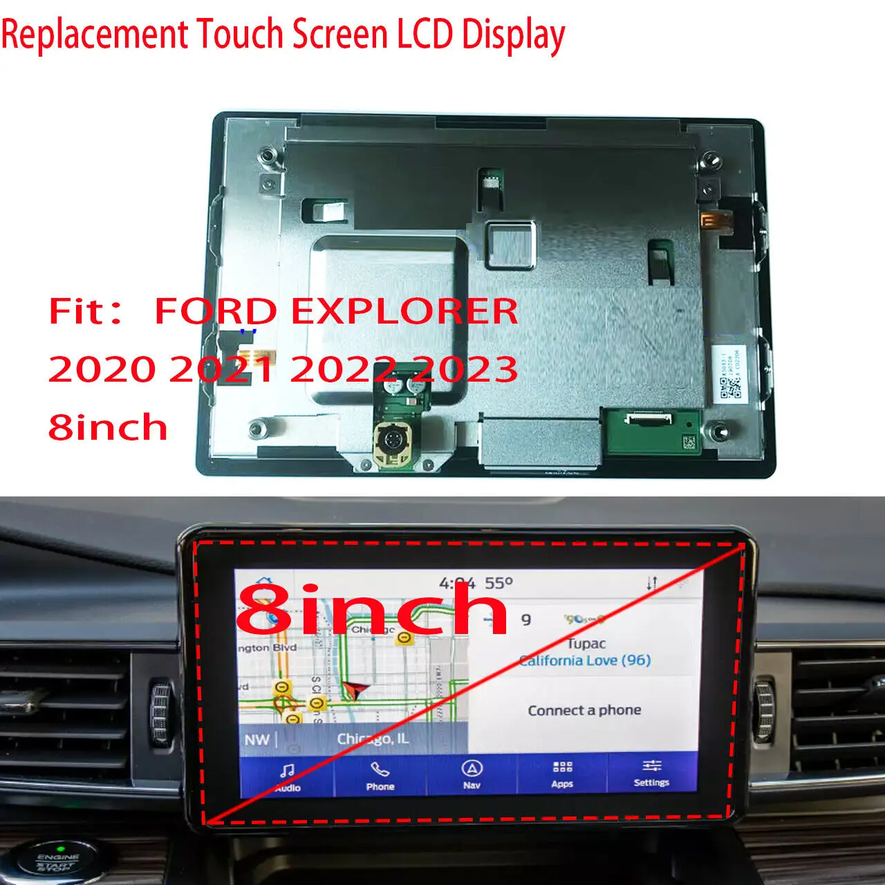 Replacement Touch Screen LCD Display 2021-2023 For Ford Explorer DASH CENTER 8