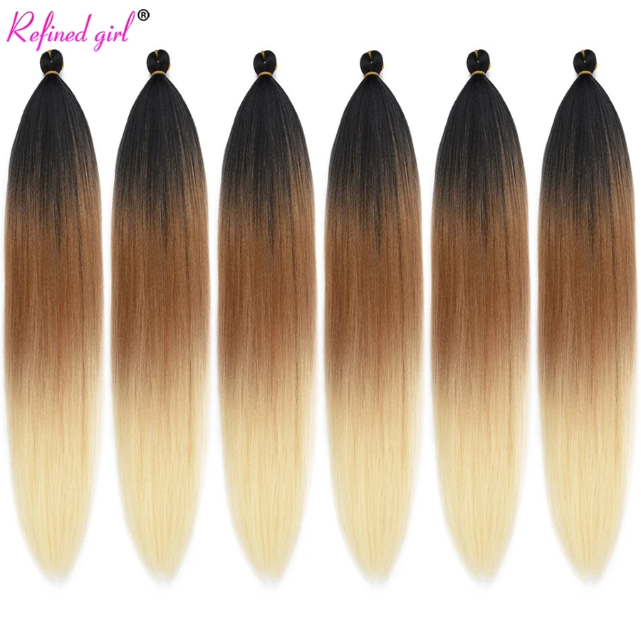 Synthetic Fiber Bluk for Jumbo Braids Box Braid Crochet hair Ombre Color EZ Braiding Hair Extensions for Black Woman Girls Brown