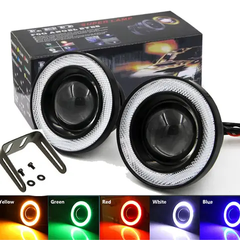 2.5inch Angel Eyes Halo Ring 12v Auto Modified Car LED Fog Light Headlight Bulb projector led COB Auto DRL for lada off road