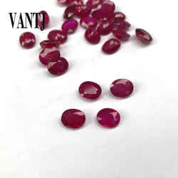 VANTJ Natural Red Ruby Loose Gemstone Oval 7*9mm Africa Gems for Silver Gold Mounting DIY Jewelry