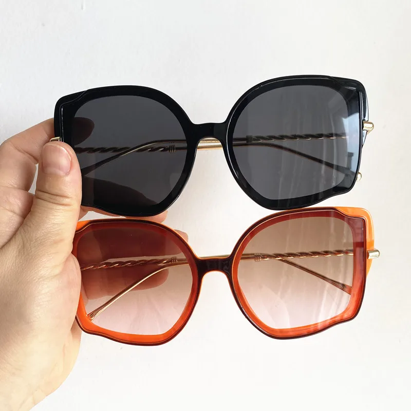 

Hip Hop Sunglasses Women Sun Glasse Cat Eye Anti-UV Spectacles Oversize Frame Eyeglasses Personality Twists Temples Ornamental
