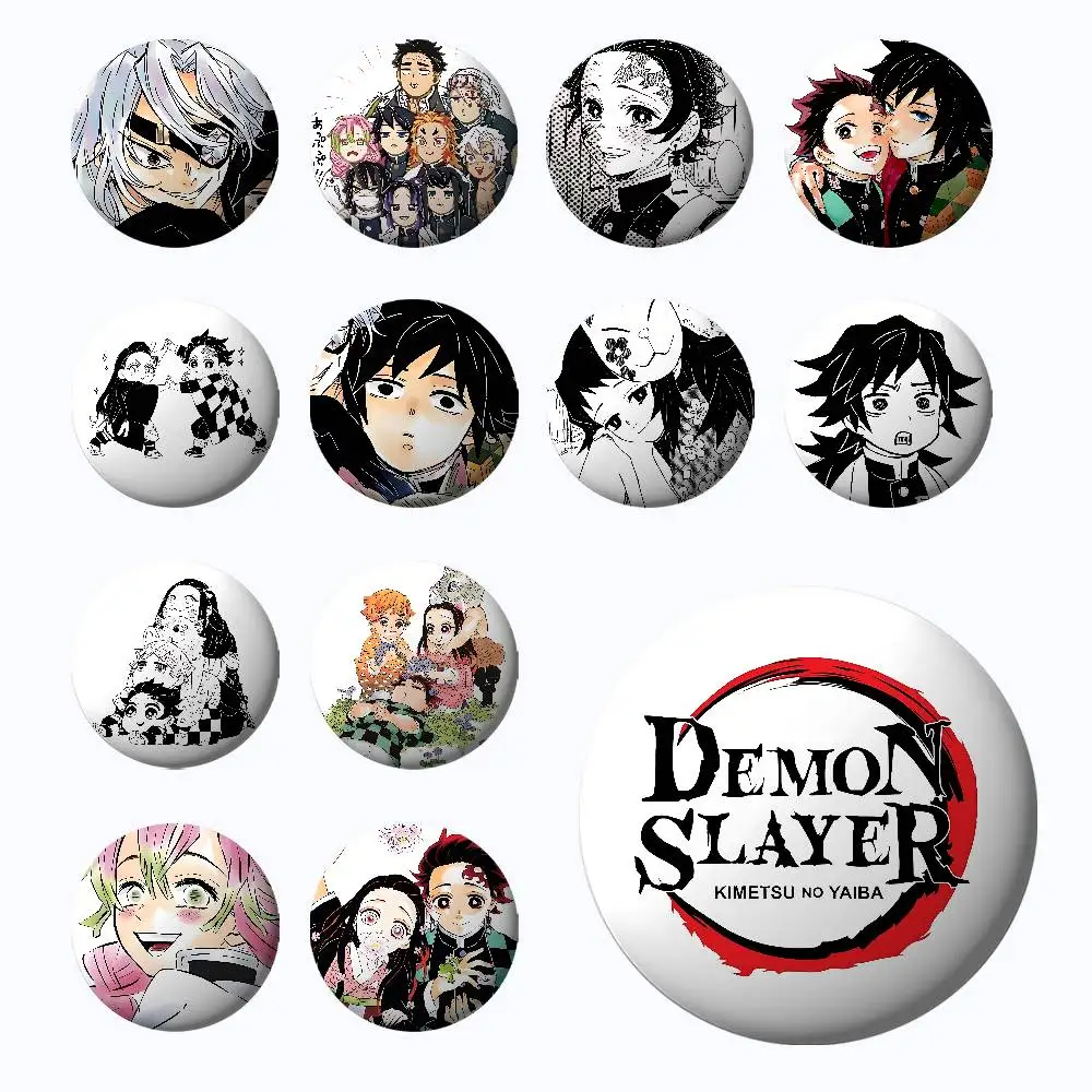 Anime D-Demon Slayer Badges Tinplate Soft Button Pin Brooch Metal Badge Custom Jewelry Accessories Hat Bag Lapel
