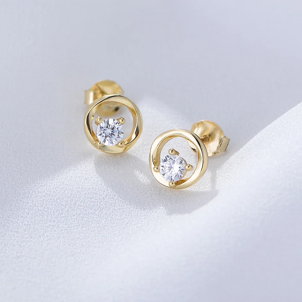 S925 فضة هندسية مستديرة الجوف الزركون أقراط للنساء أنيقة الراقية تصميم الحد الأدنى مجوهرات فاخرة #4