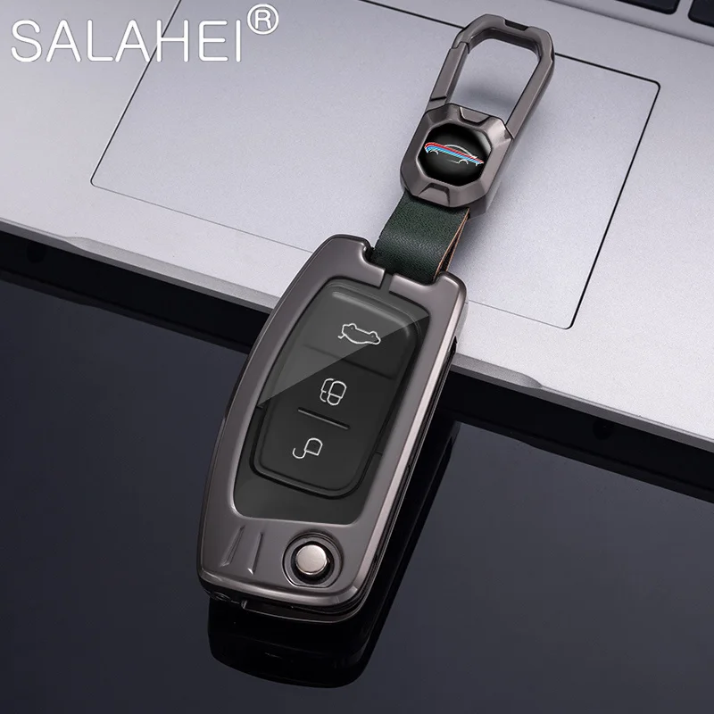 Zinc Alloy Leather Car Key Case For Ford Fusion Fiesta Escort Mondeo Everest Ranger C S Max Focus 2 MK2 Galaxy Transit Ecosport