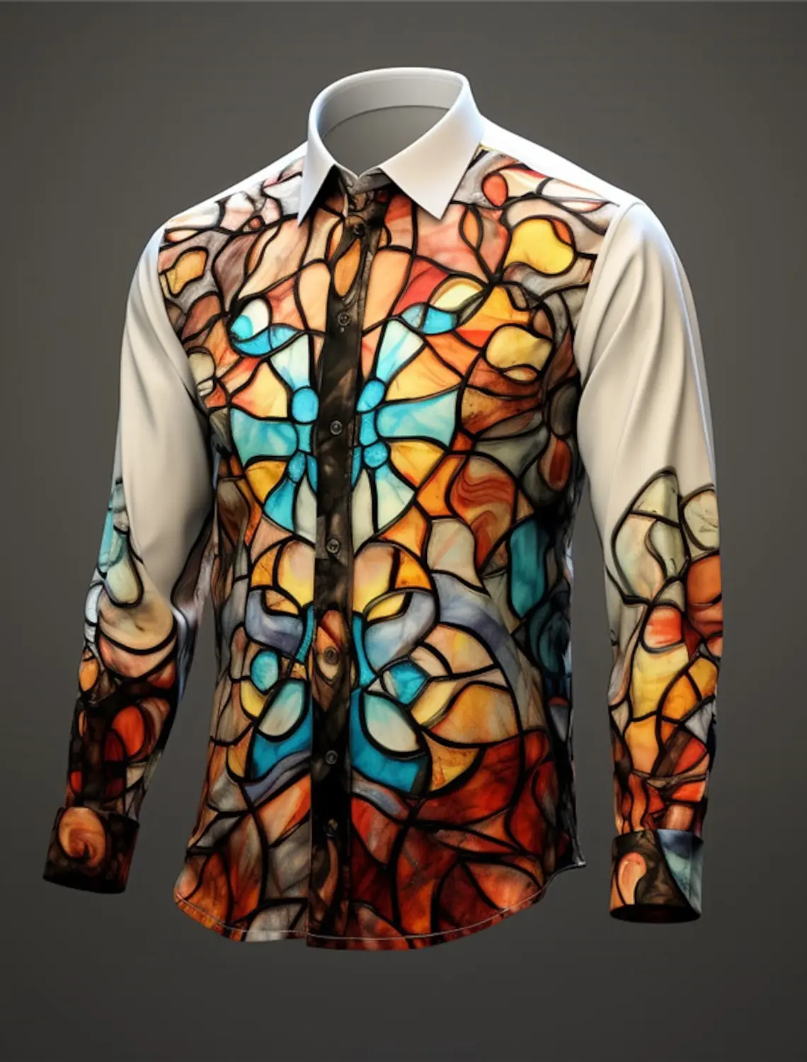 Color Block Colorful Artistic Men's Shirt Daily Wear Going out Fall & Winter Turndown Long Sleeve  4-Way Stretch Fabric Shirt